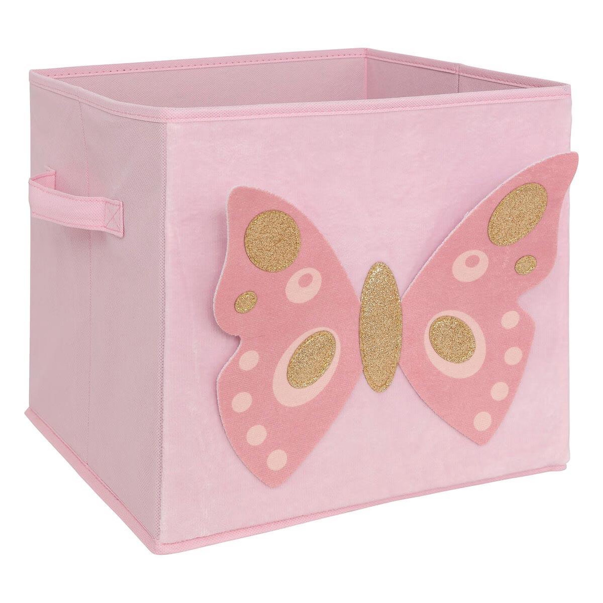 Atmosphera Kids Boîte de rangement en velours  papillon  29x29cm rose