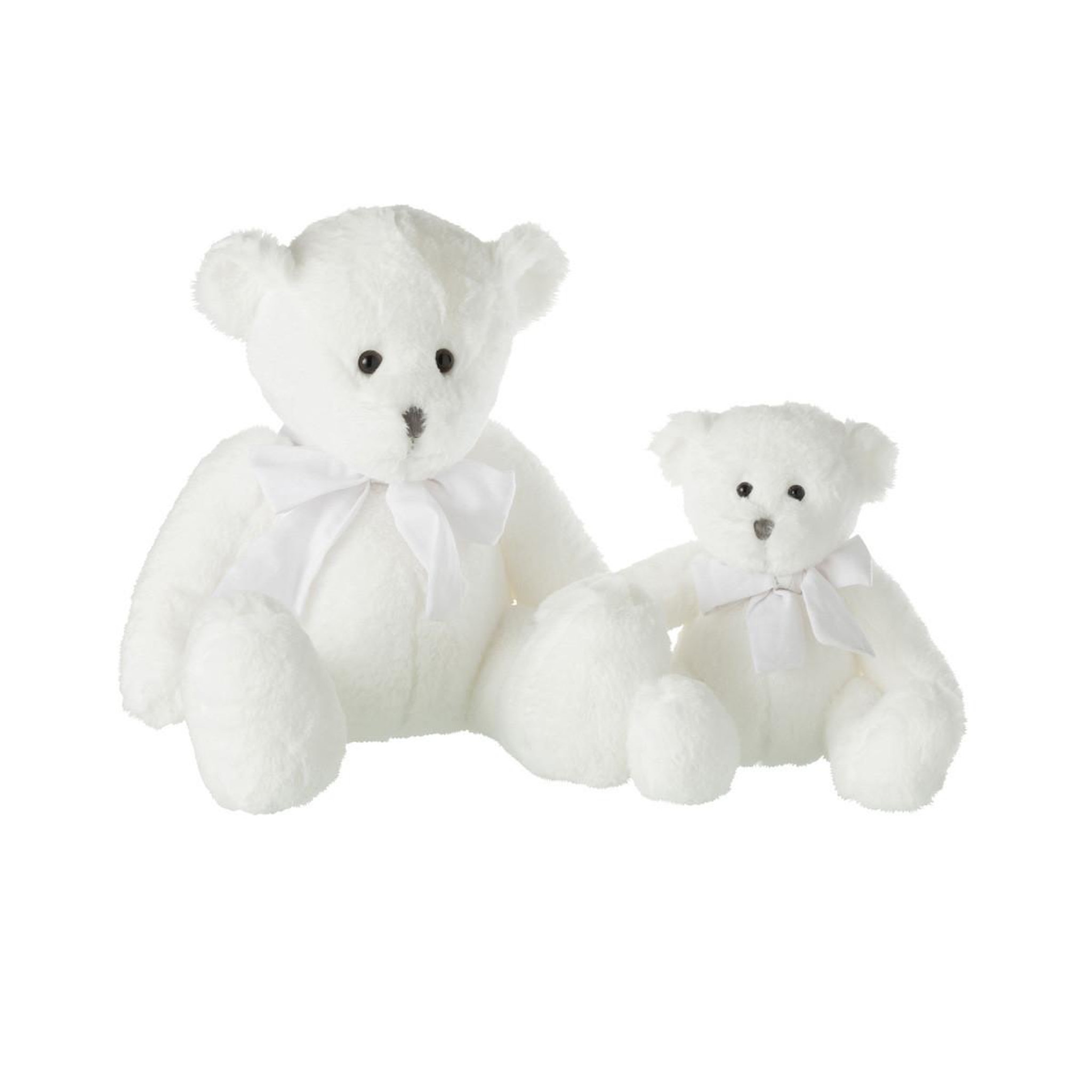 Voir la diapositive 2 : J-LINE Peluche enfant  ourson nœud  24cm blanc