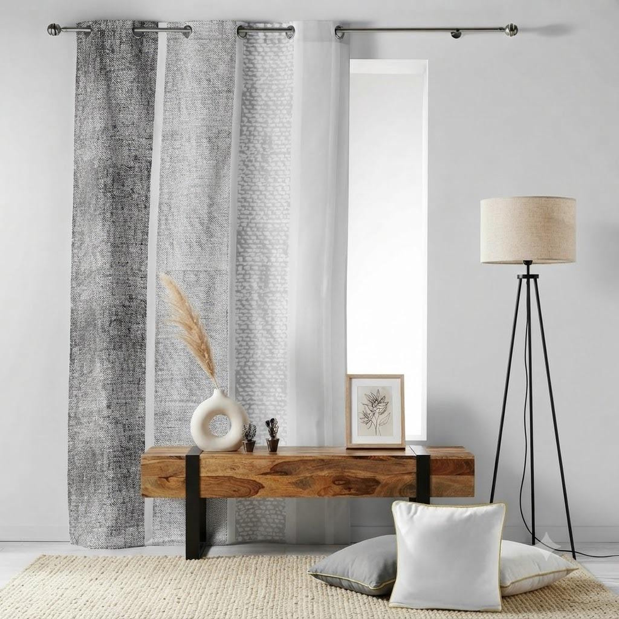 Voir la diapositive 2 : Eden Rideau a oeillets 140 x 240 cm textilio gris