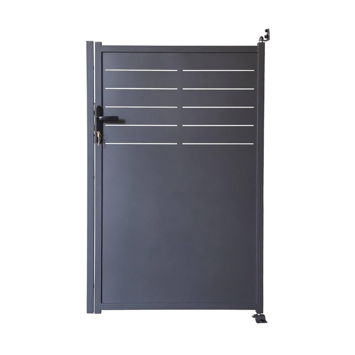 SWEEEK Portillon de jardin acier galvanisé anthracite avec serrure et poignée. fixation mur et sol - Axis