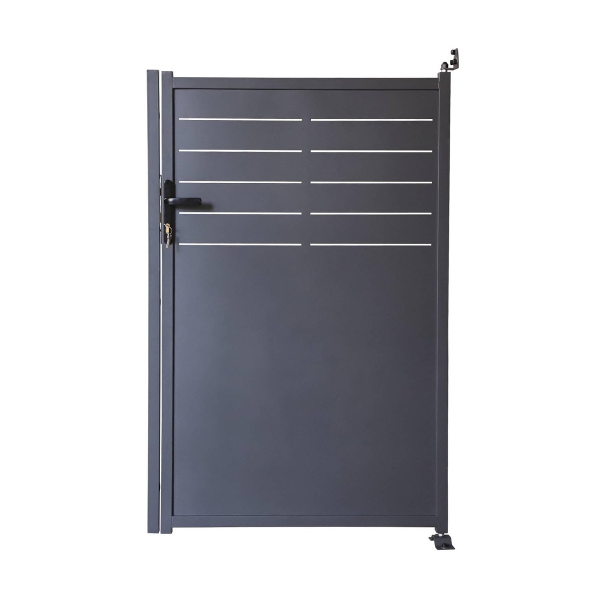 SWEEEK Portillon de jardin acier galvanisé anthracite avec serrure et poignée. fixation mur et sol - Axis