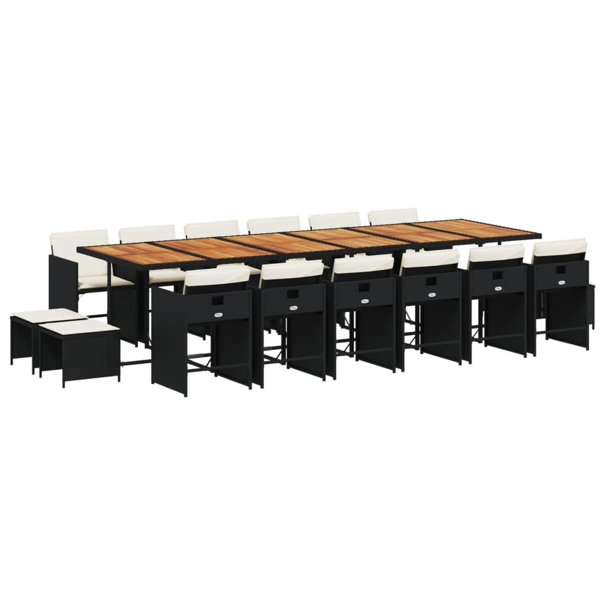 Voir la diapositive 2 : VIDAXL Ensemble a manger de jardin 17 pcs coussins noir resine tressee