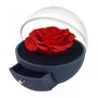 Voir la diapositive 2 : SC CRYSTAL Boite à bijoux décorée d'une rose éternelle - stabilisée rouge sous globe