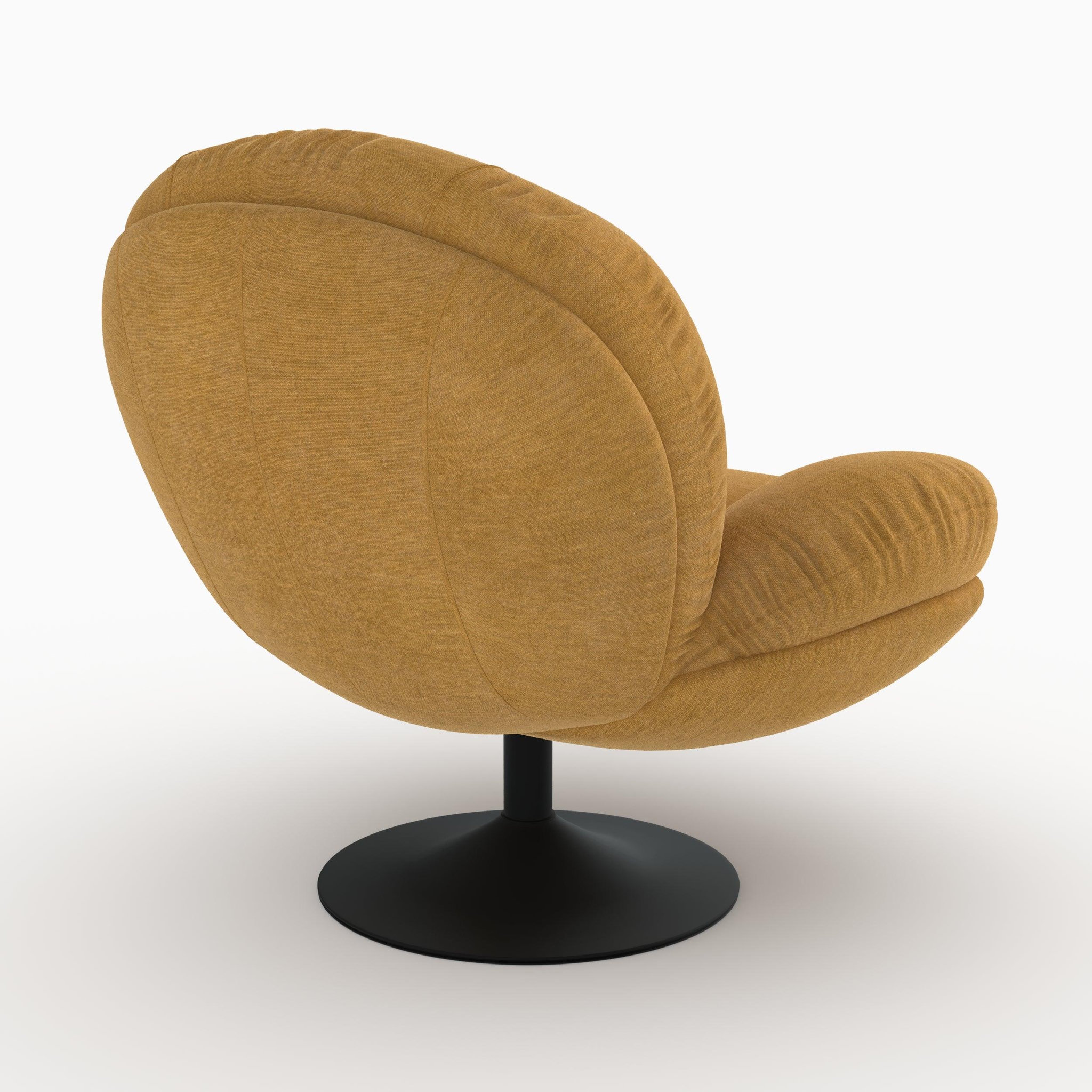 Voir la diapositive 5 : MAISON PAVANE Fauteuil pivotant en tissu effet velours jaune moutarde-ricci