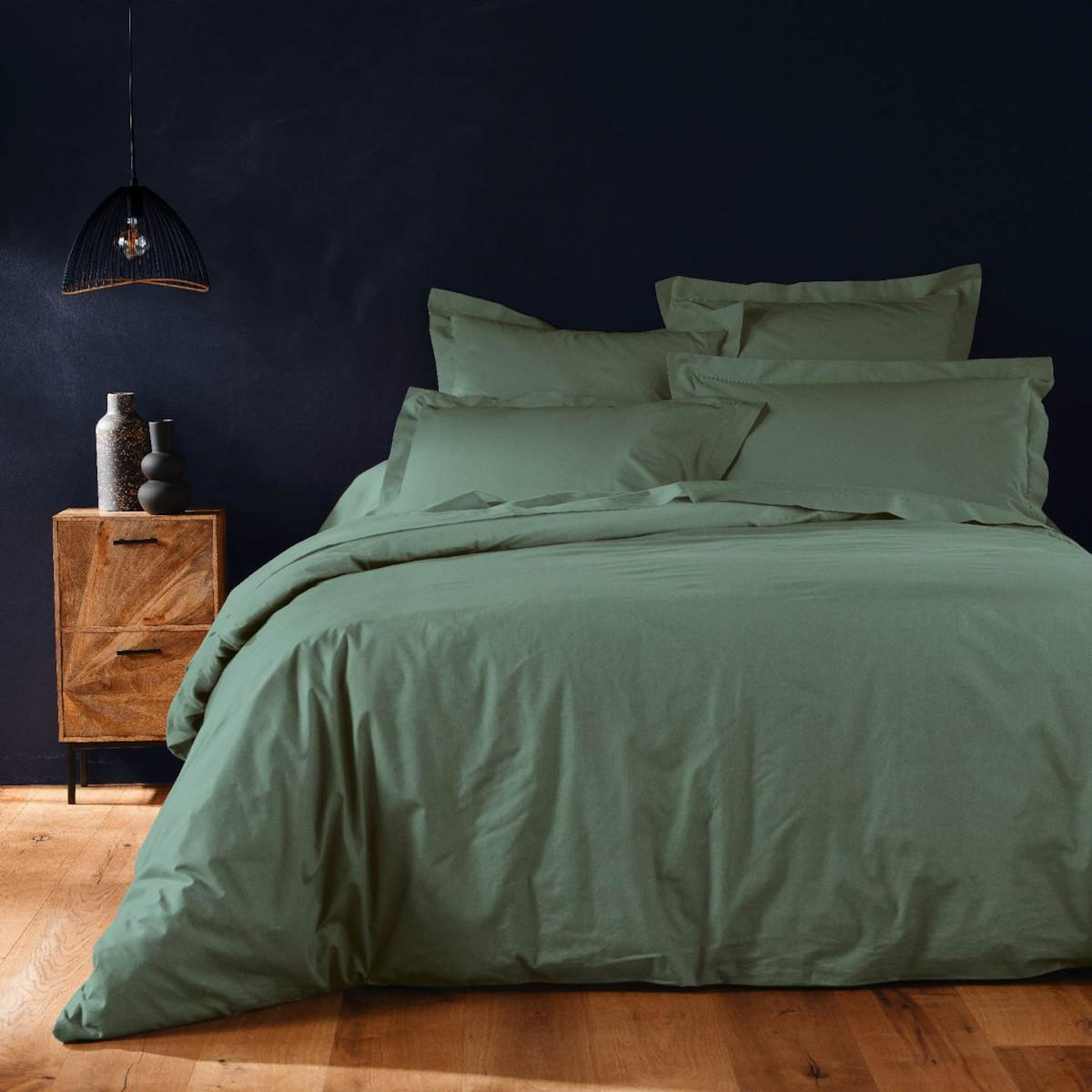Paris Prix Housse de Couette  Lina  240x220cm Vert Cèdre