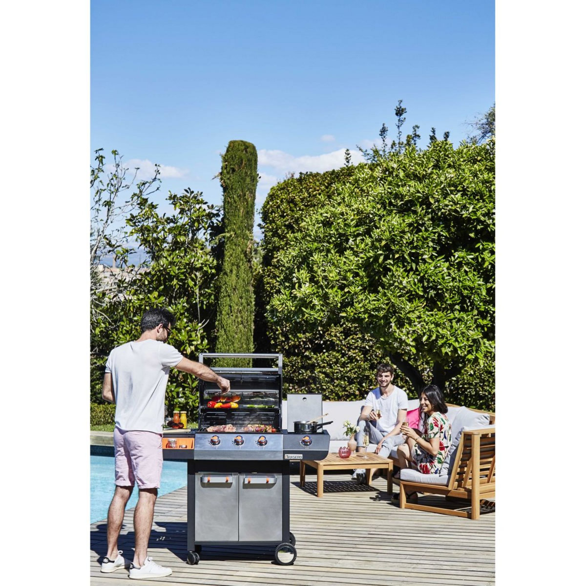 Barbecue gaz 3 brûleurs + 1 latéral inox EMMA