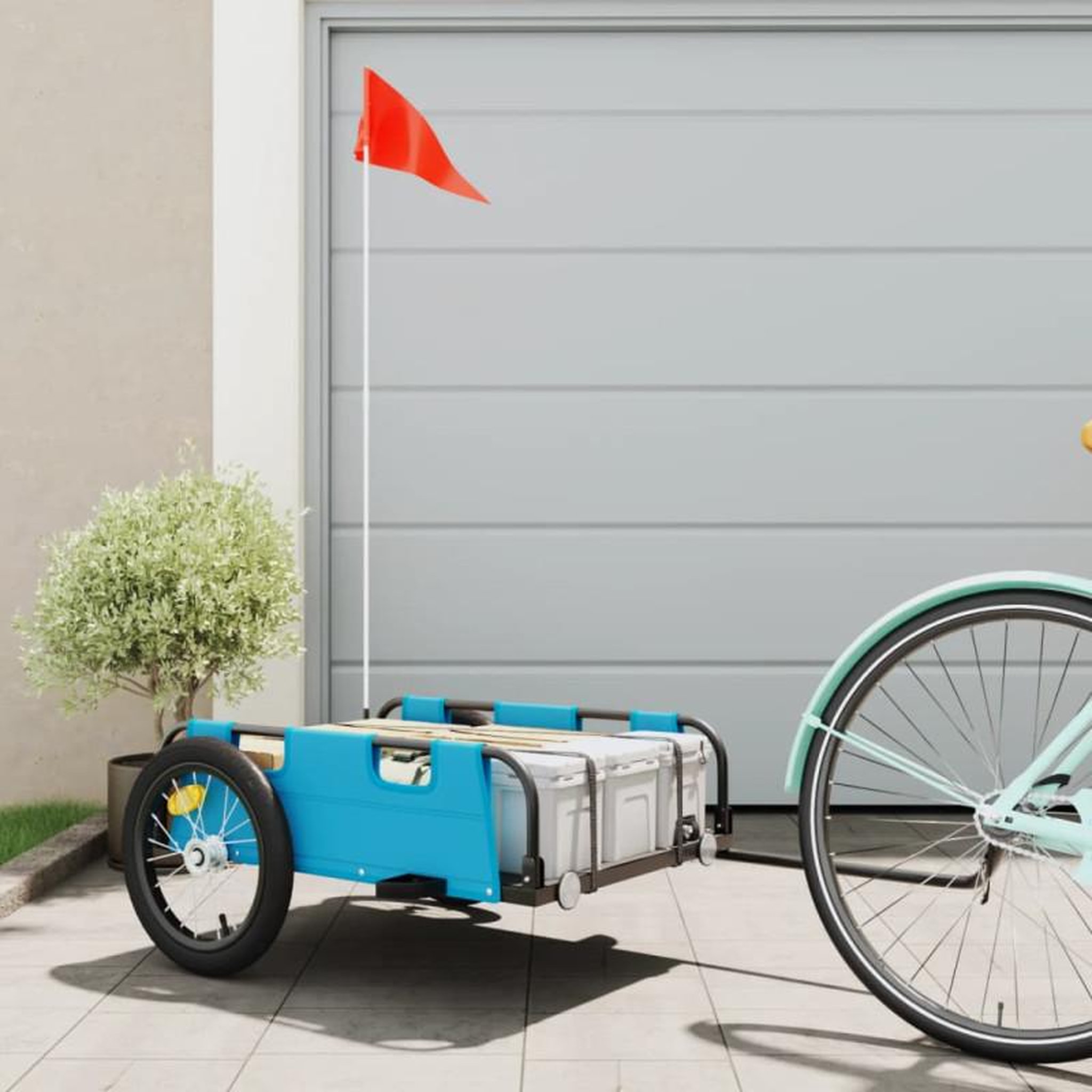 VIDAXL Remorque de vélo bleu tissu oxford et fer