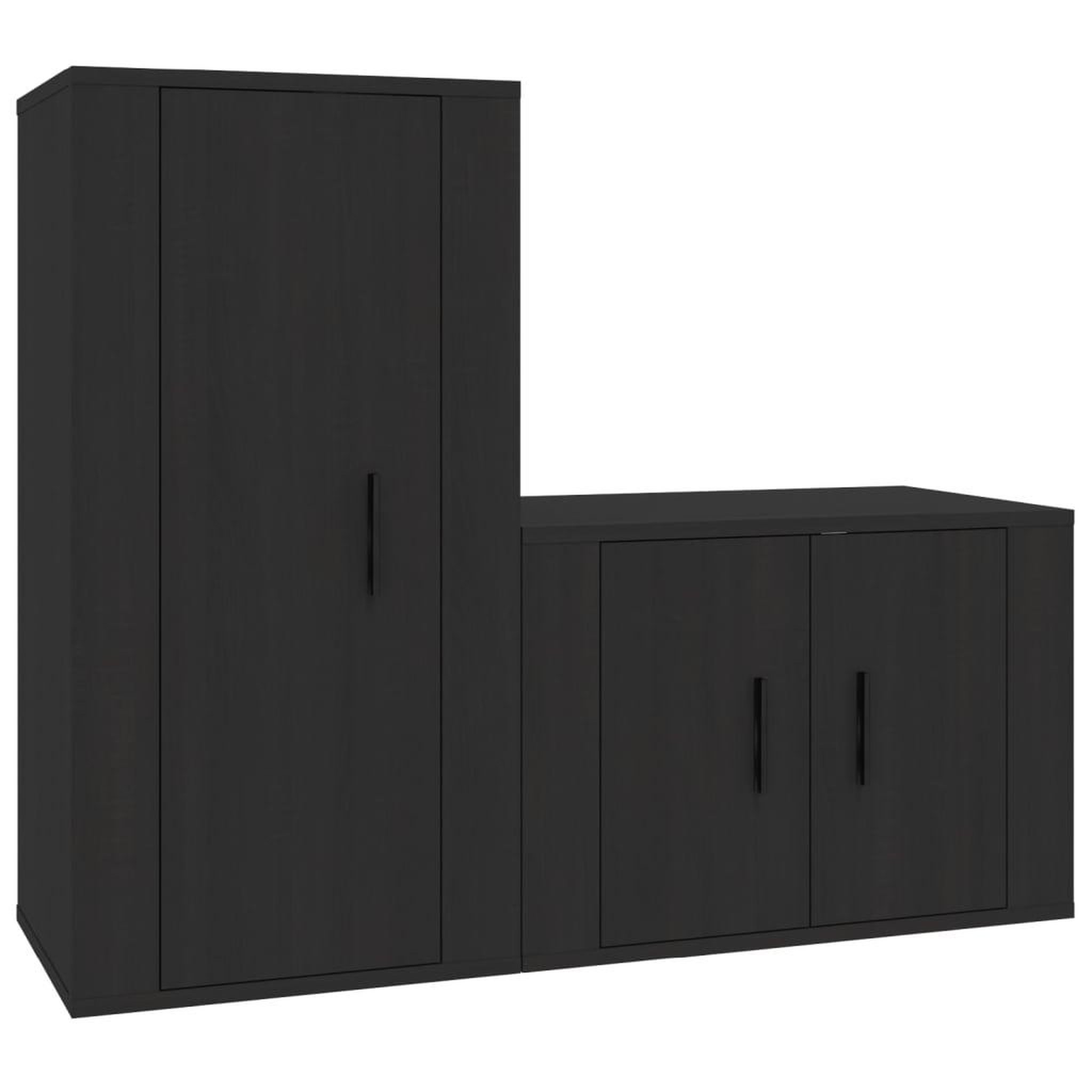 Voir la diapositive 2 : VIDAXL Ensemble de meubles TV 2 pcs noir bois d'ingenierie