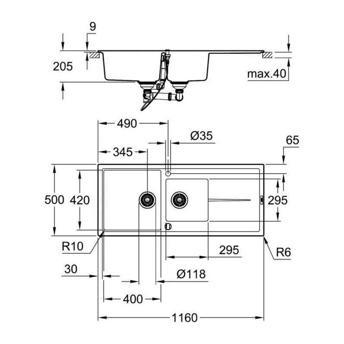 Grohe Evier composite avec égouttoir - GROHE - K400