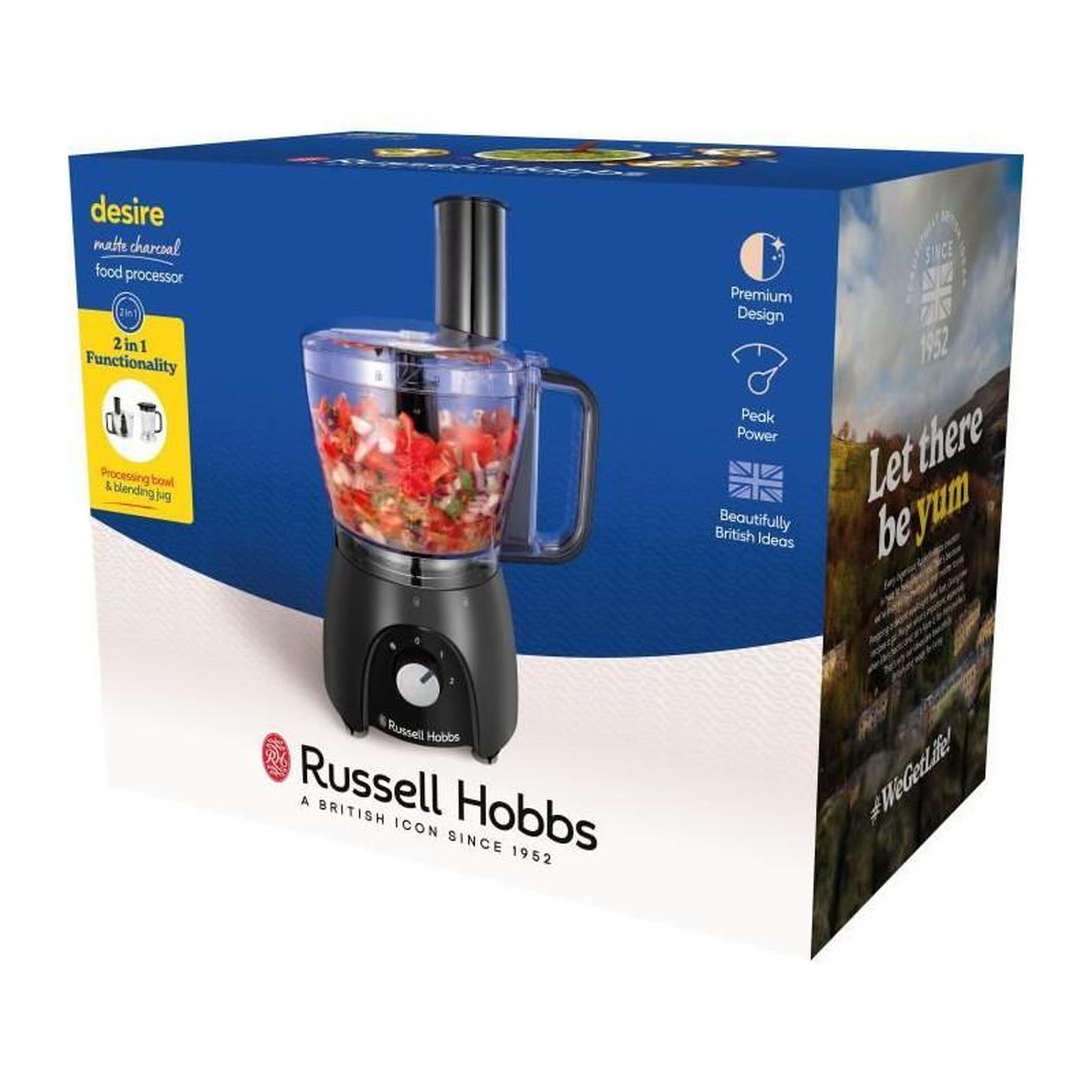 Voir la diapositive 3 : Russell Hobbs Robot culinaire - RUSSEL HOBBS - Desire Matte Charcoal - 600 W - 2 vitesses + pulse - Noir
