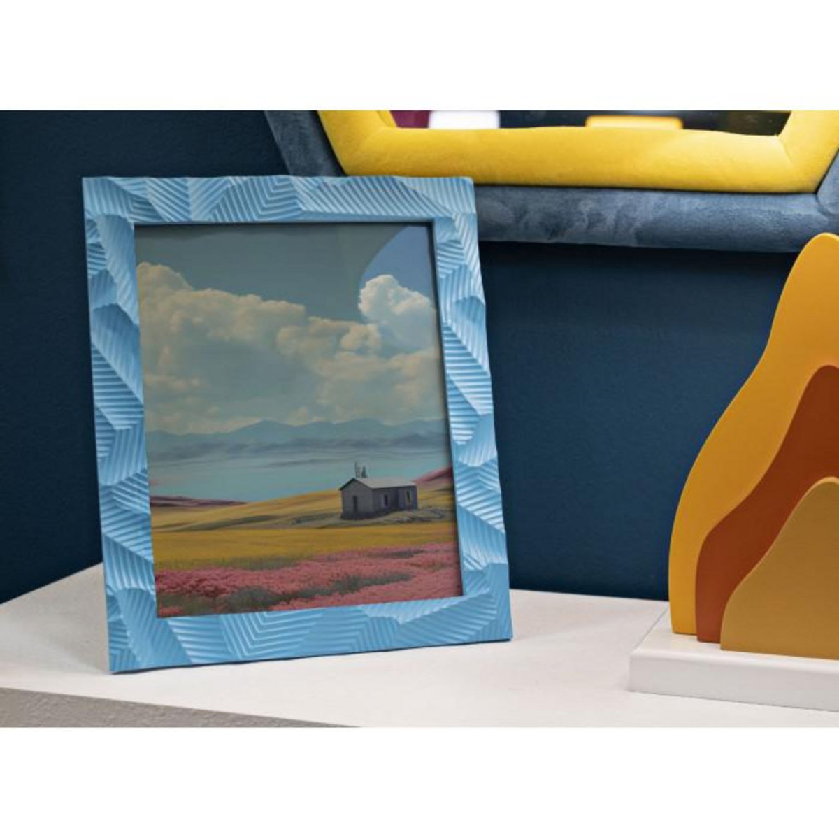 Paris Prix Cadre Photo Déco en Résine  Light  20x25cm Bleu Clair