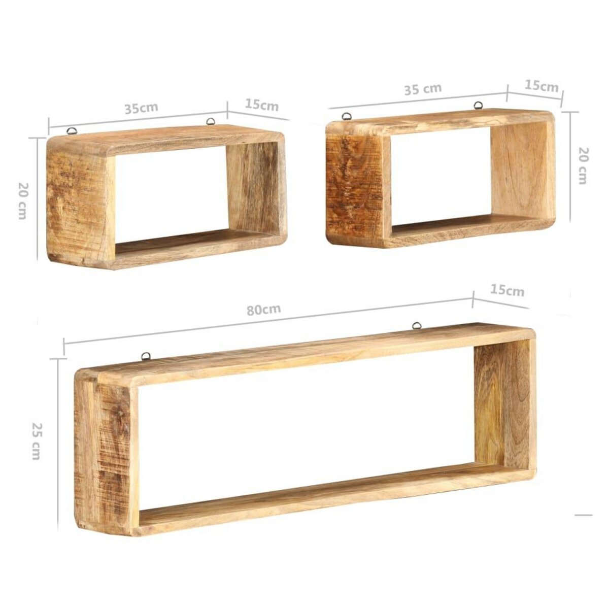 VIDAXL Ensemble d'etagere cube 3 pcs bois solide de manguier