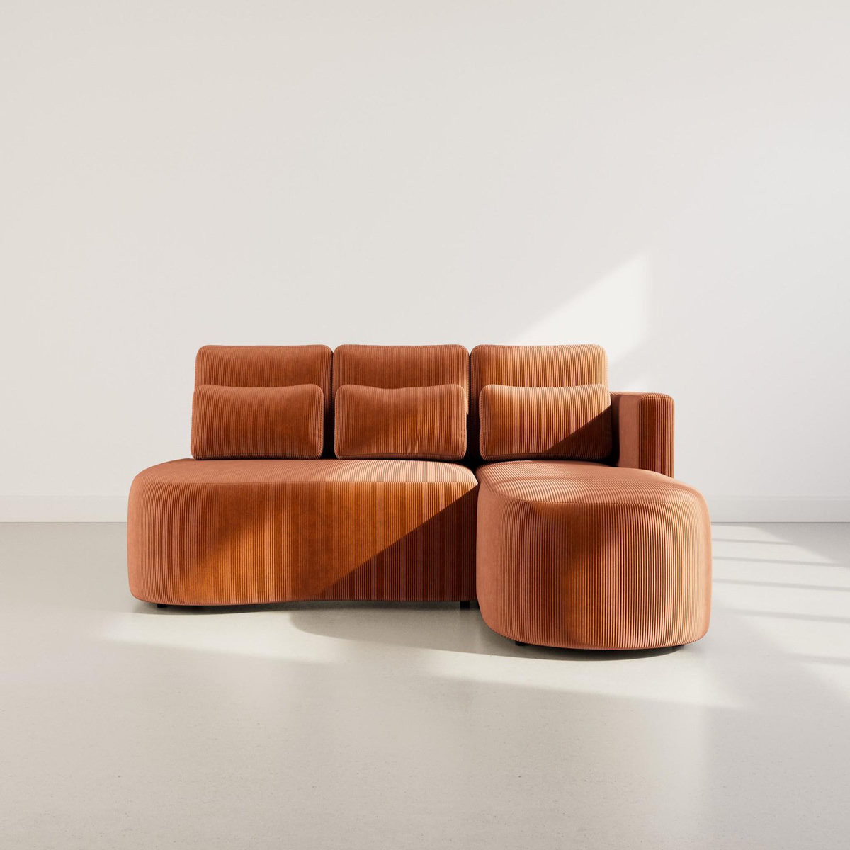 LISA DESIGN Mahina - canapé d'angle droit 4 places convertible avec coffre en velours côtelé