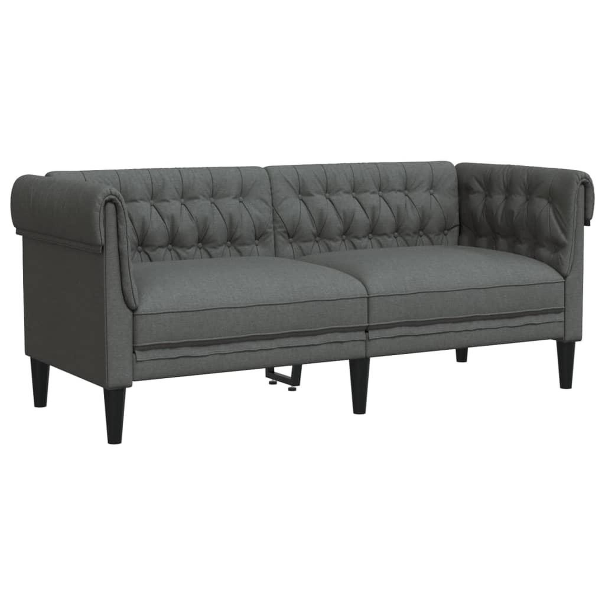 Voir la diapositive 2 : VIDAXL Canape Chesterfield 2 places gris fonce tissu