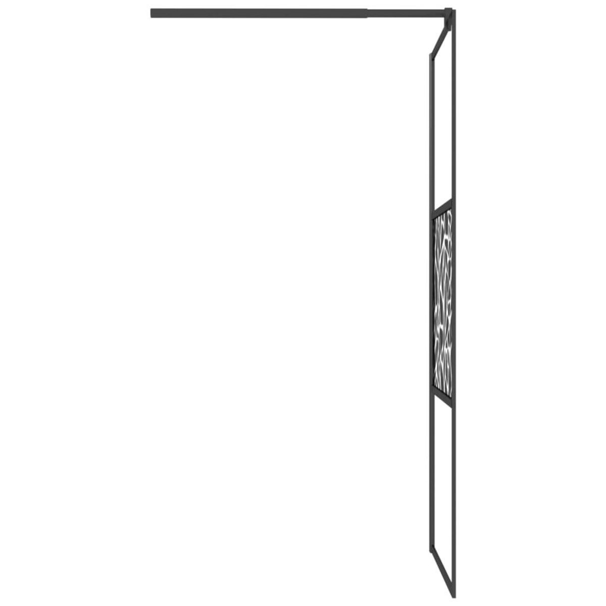 VIDAXL Paroi de douche 80x195 cm Verre ESG avec design de pierre Noir