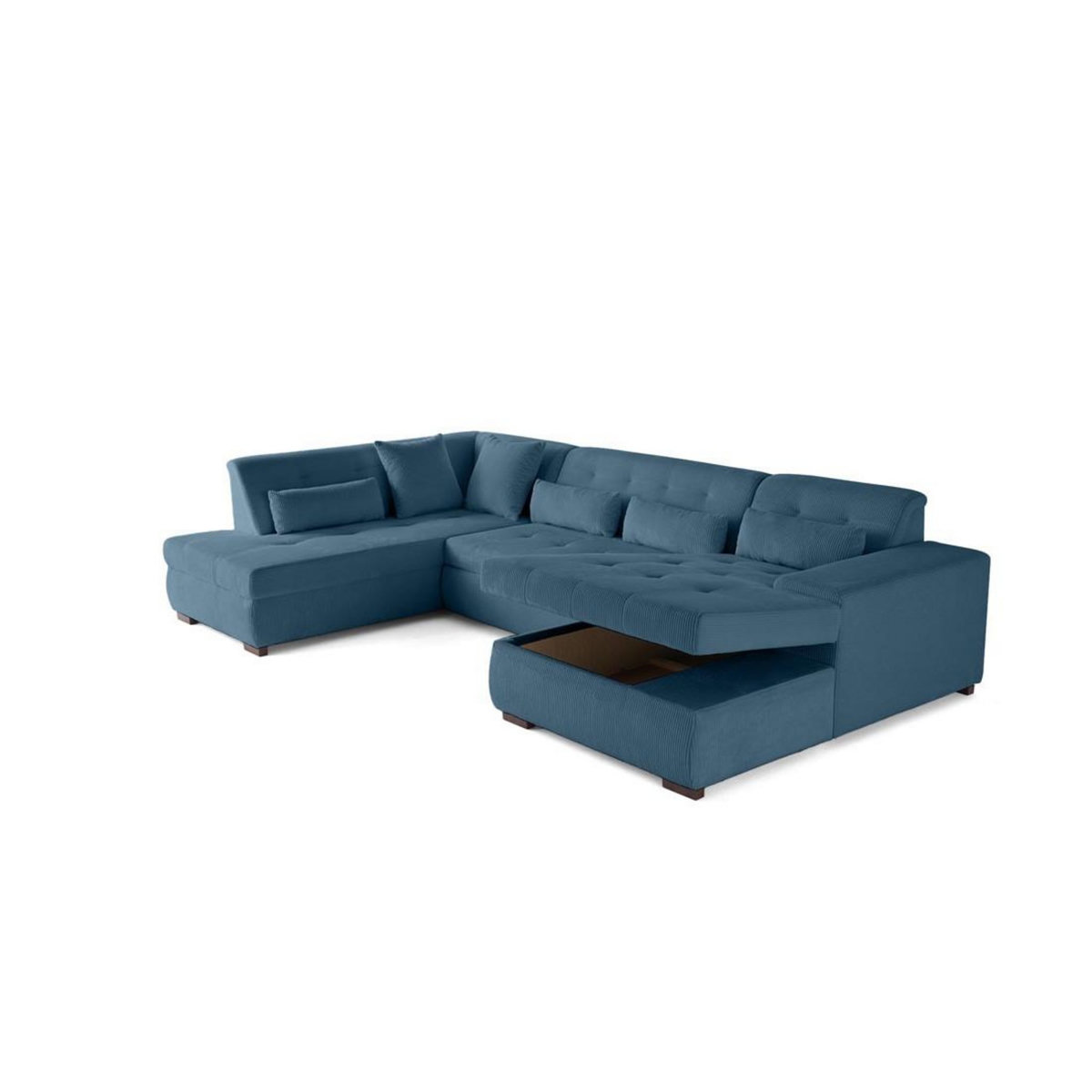 LISA DESIGN Vermont - canapé panoramique d'angle gauche - 7 places - convertible avec coffre - en velours côtelé