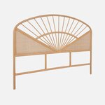 SWEEEK Tête de lit en rotin naturel et cannage, bois clair, bohème. Coloris disponibles : Beige