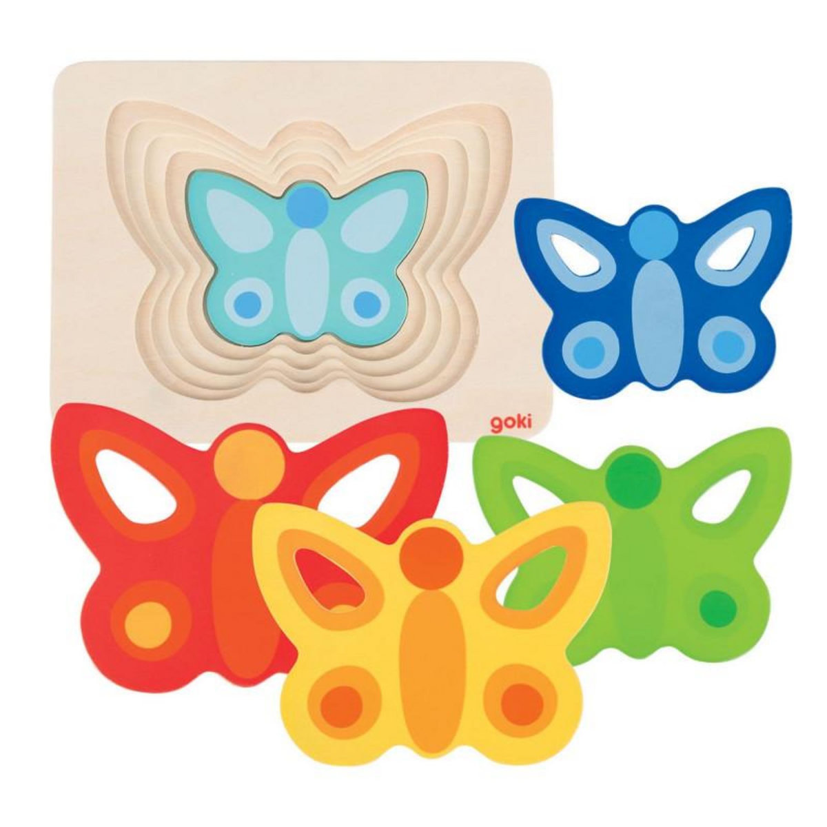 Goki GOKI Puzzle à couche Papillon 5 pièces