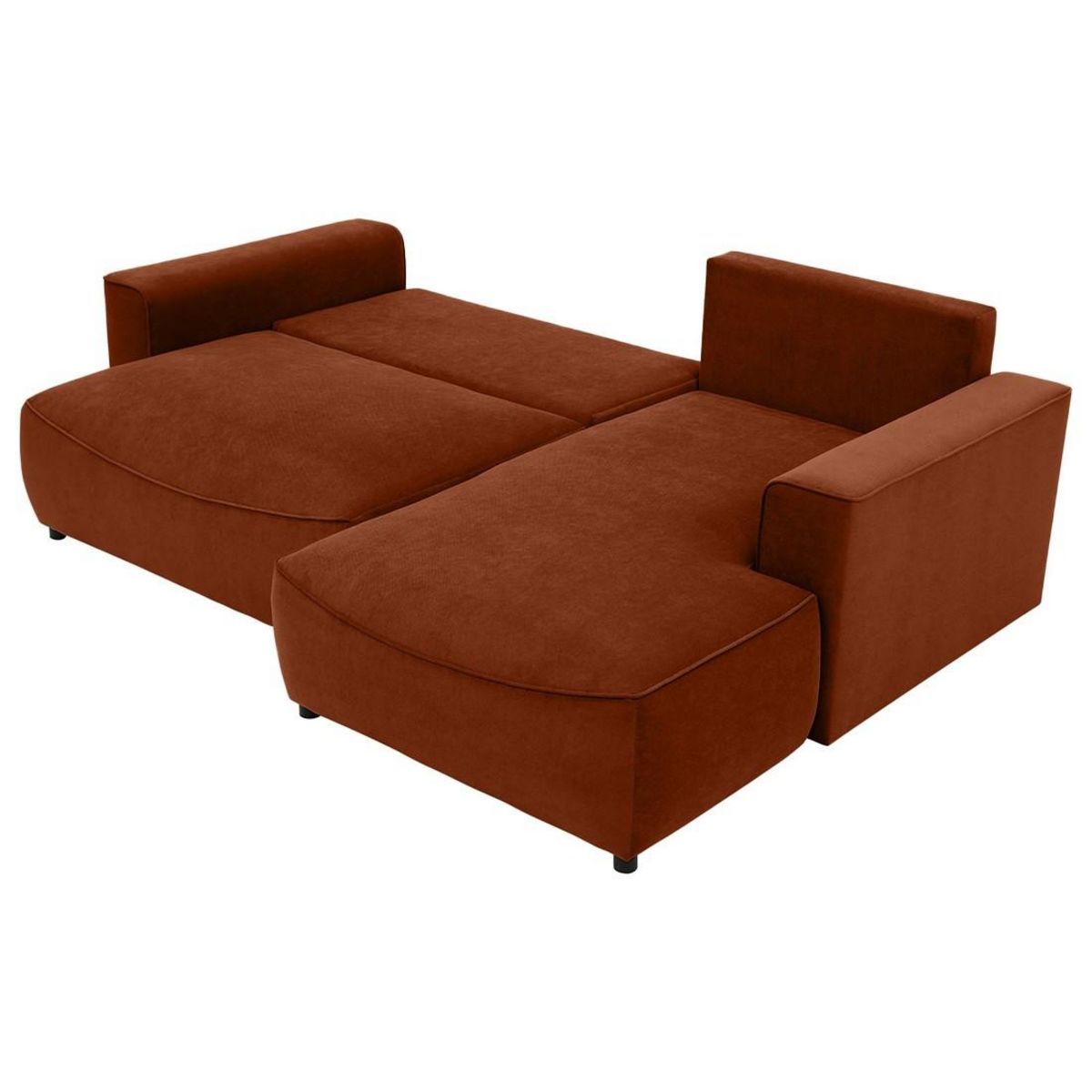 BEST MOBILIER Aurelia - canapé d'angle droit 4 places convertible avec coffre en tissu texturé