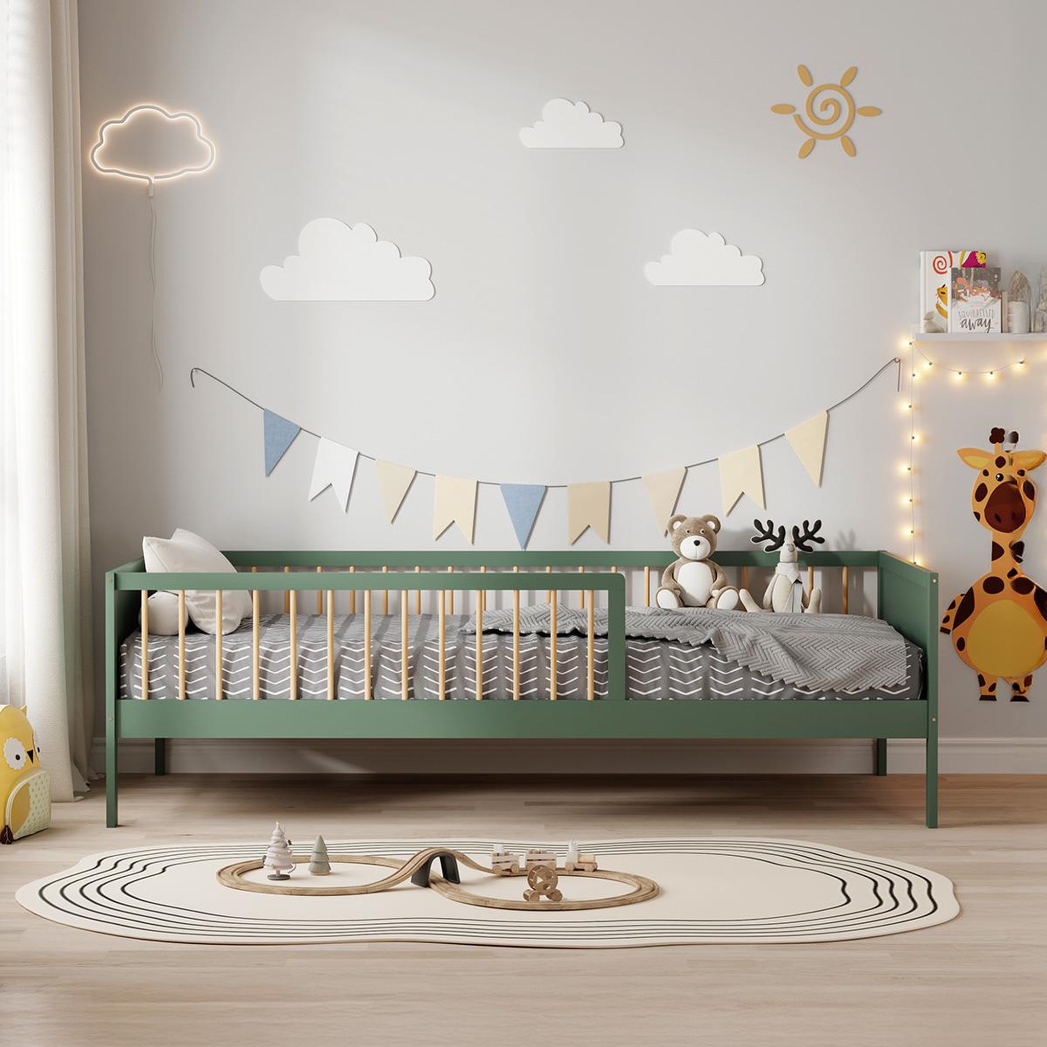 Voir la diapositive 3 : MINEA Minea | lit avec barrière pepito 90x190 cm (matelas non inclus)