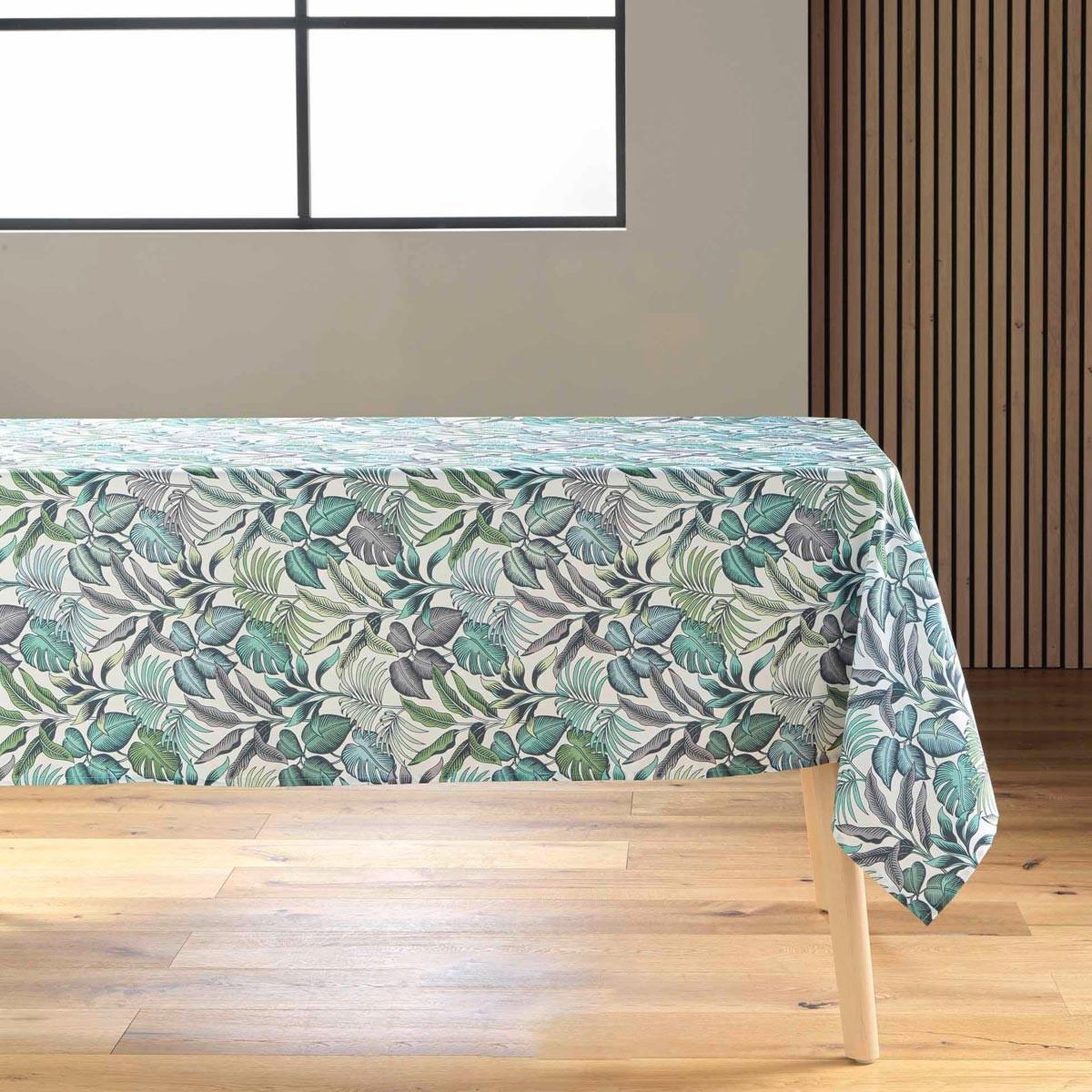 Douceur d'Intérieur Nappe antitache imprimé  stylis  145x240cm vert