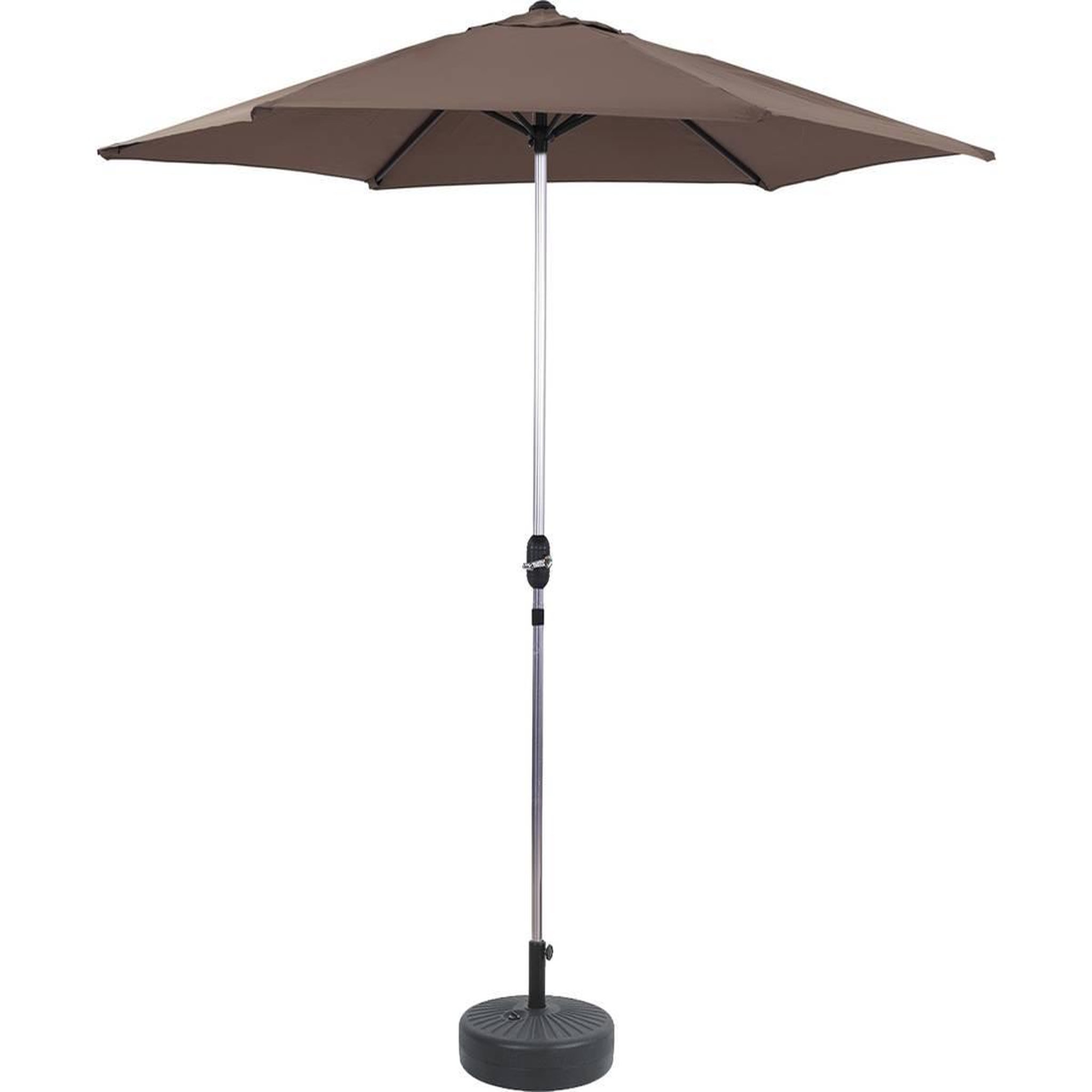 Voir la diapositive 1 : Habitat et Jardin Parasol jardin droit alu  sol  - rond - ø 3m - taupe - avec pied à lester