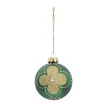 ATMOSPHERA Boule de Noël Maxi Fleur  Soir  8cm Vert & Or