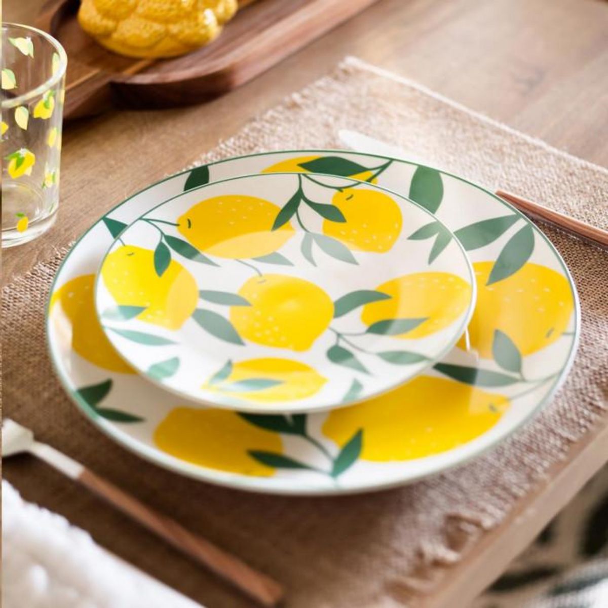 SECRET DE GOURMET Lot de 6 Assiettes Plates  Citrons  26cm Multicolore