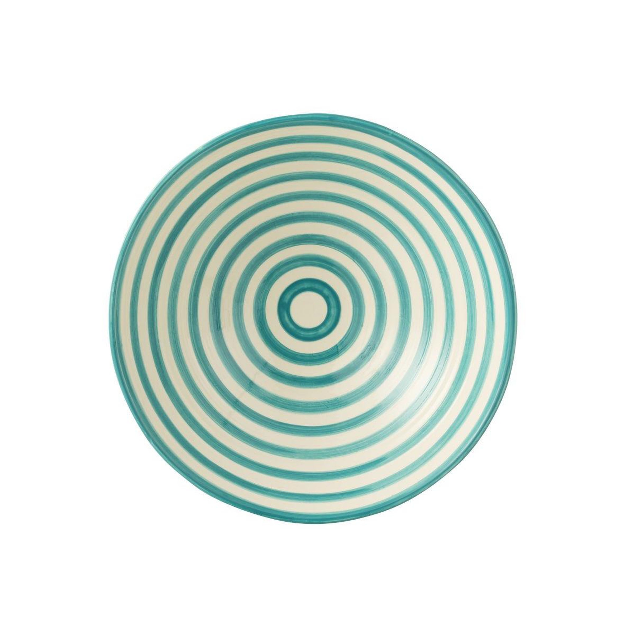 Voir la diapositive 2 : J-LINE Saladier en céramique  granada rayure  40cm bleu aqua