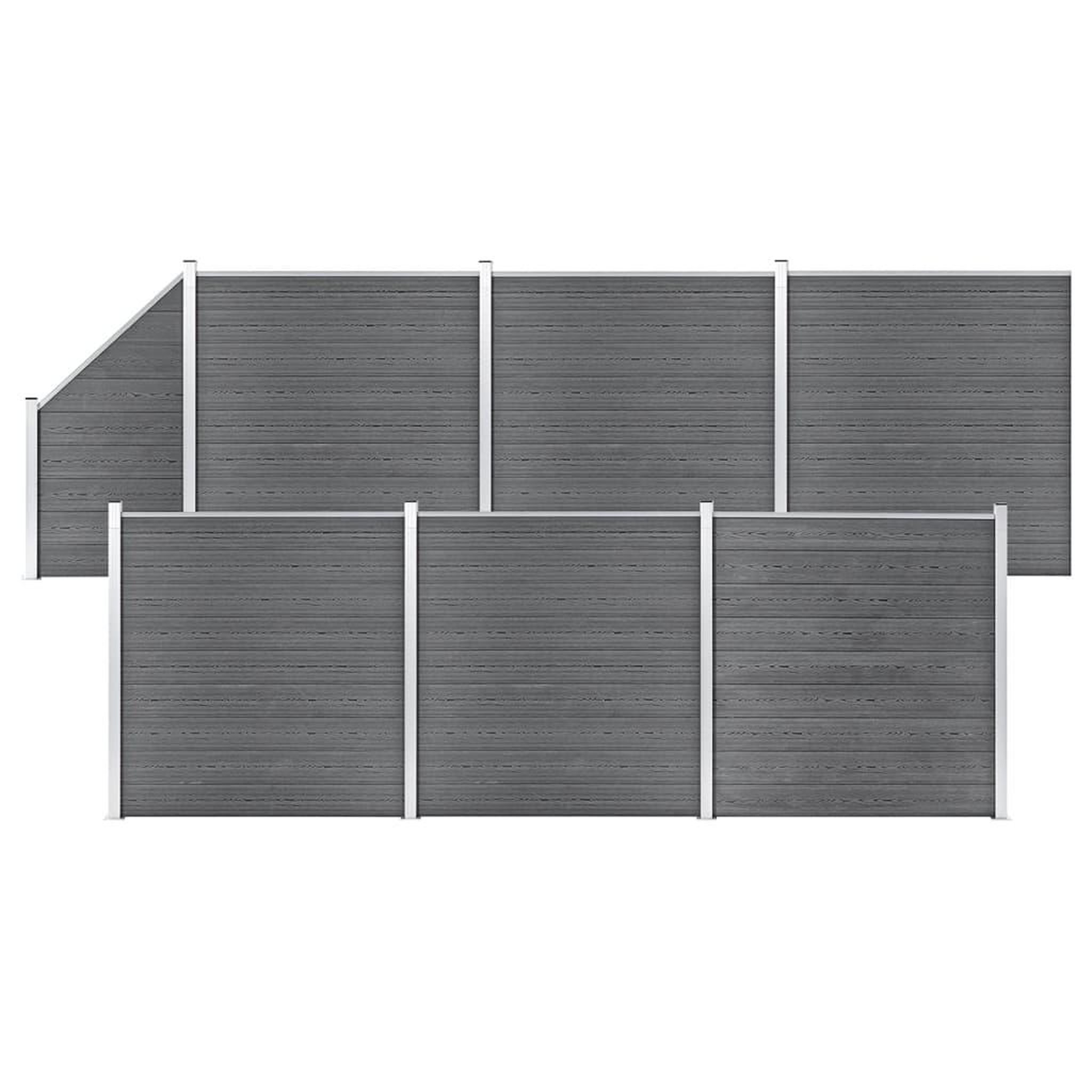 VIDAXL Ensemble de cloture WPC 6 Carre + 1 Incline 1138x186 cm Gris