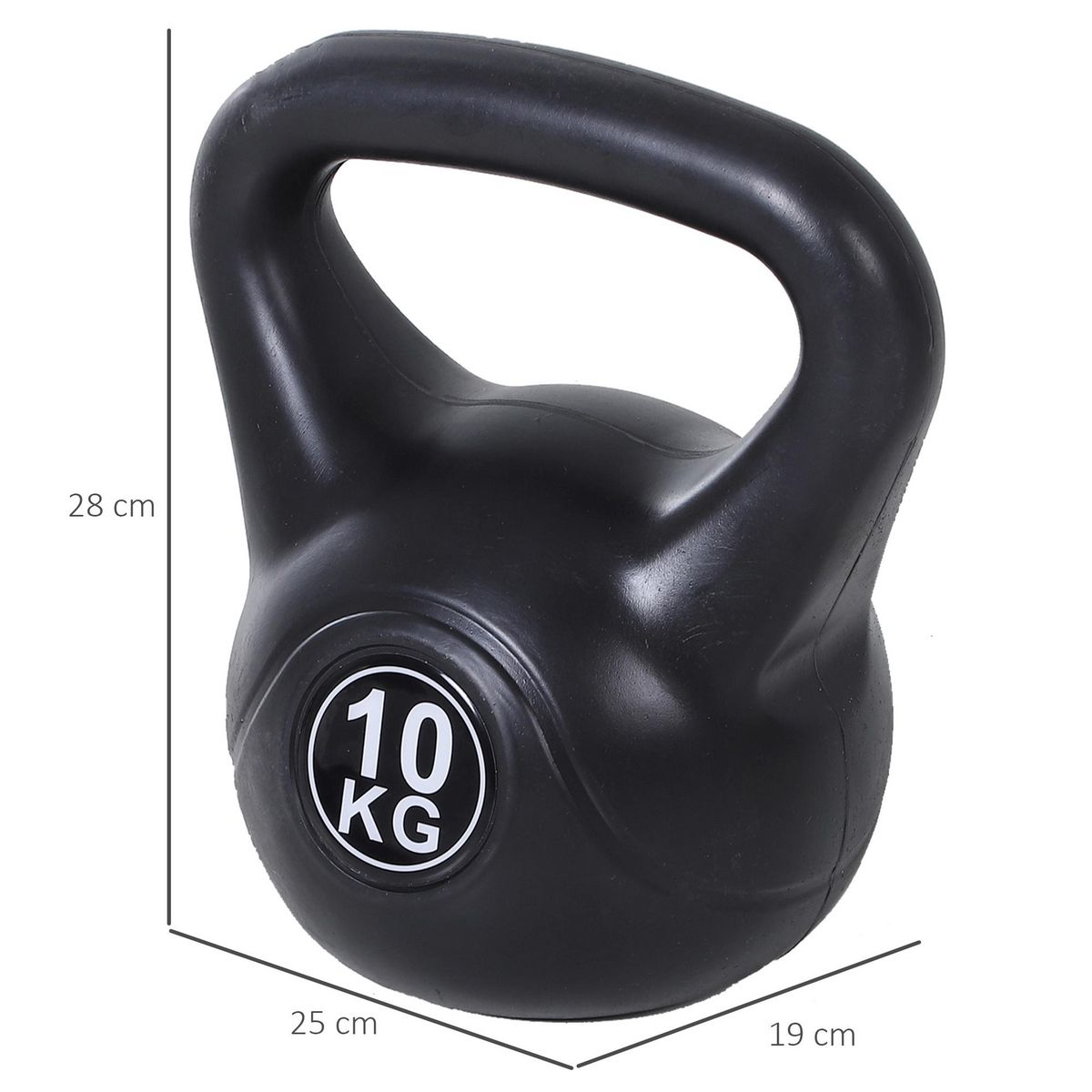 HOMCOM Kettlebell 10 Kg - haltère boule - poignée ergonomique - PVC noir