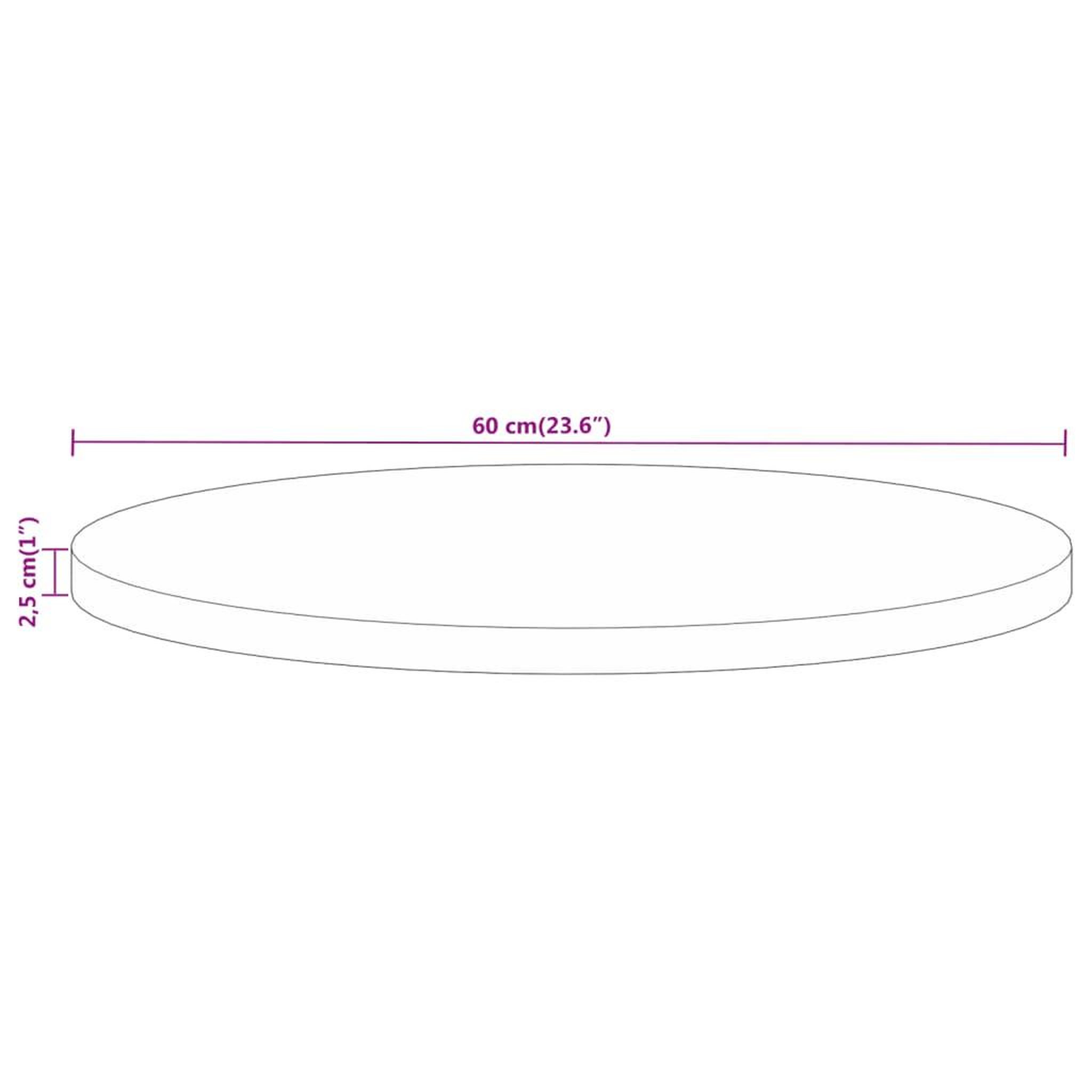 Voir la diapositive 6 : VIDAXL Dessus de table Ø 60x2,5 cm rond bois massif de manguier brut