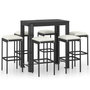 Voir la diapositive 2 : VIDAXL Ensemble de bar de jardin 7 pcs et coussins Resine tressee Noir