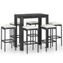 Voir la diapositive 2 : VIDAXL Ensemble de bar de jardin 7 pcs et coussins Resine tressee Noir