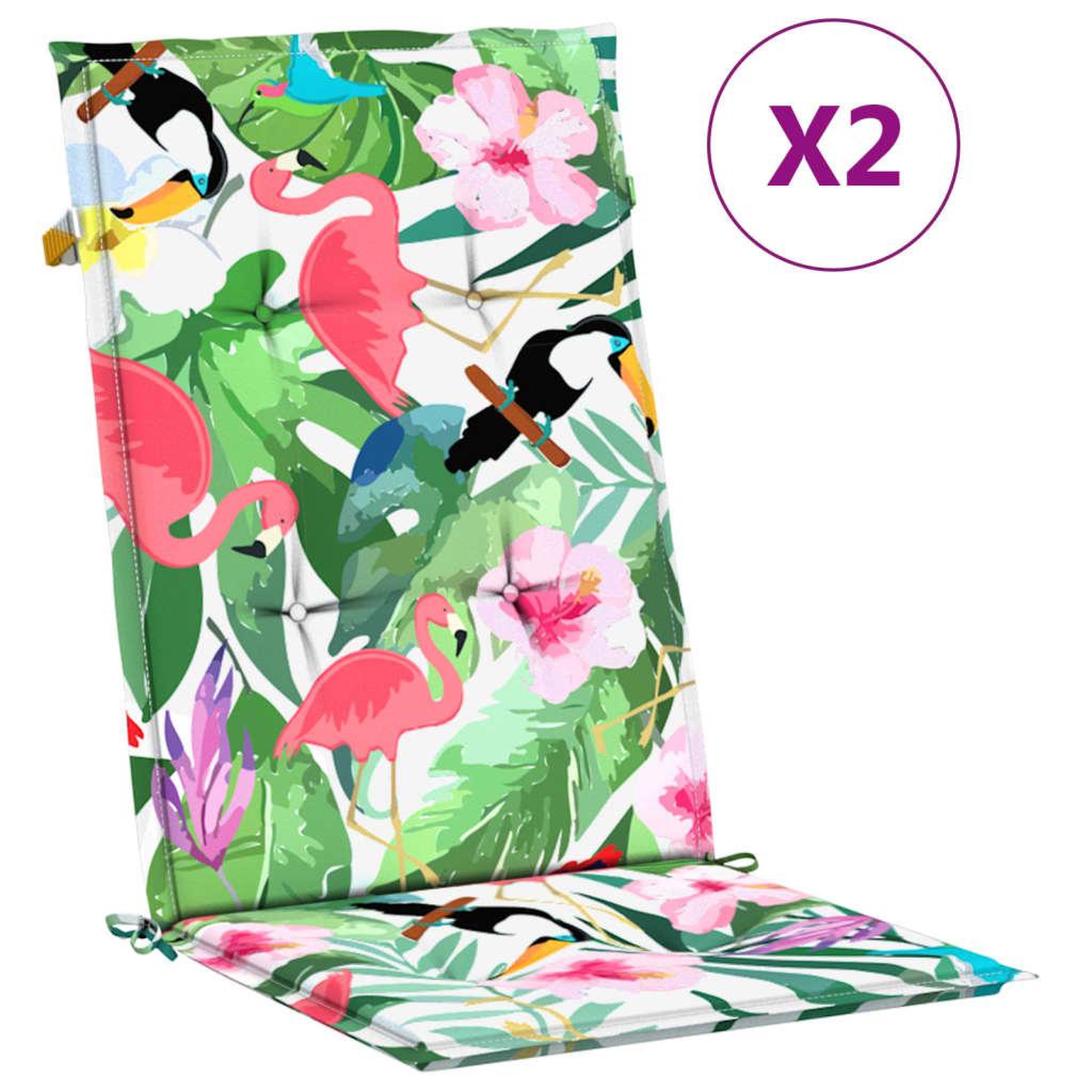 Voir la diapositive 2 : VIDAXL Coussins de chaise de jardin dossier haut lot de 2 multicolore