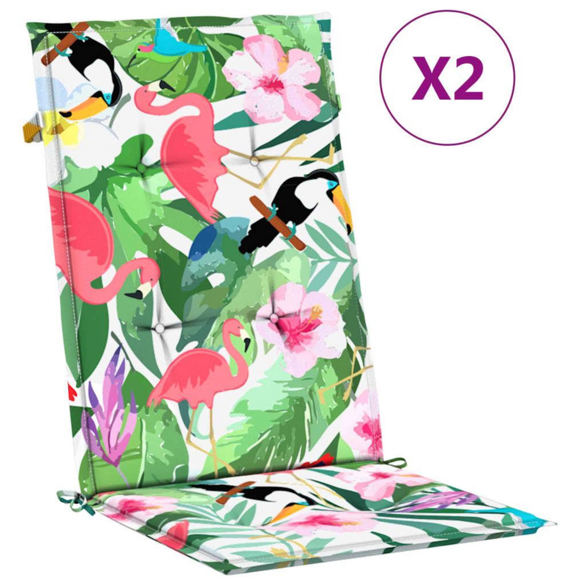 VIDAXL Coussins de chaise de jardin dossier haut lot de 2 multicolore