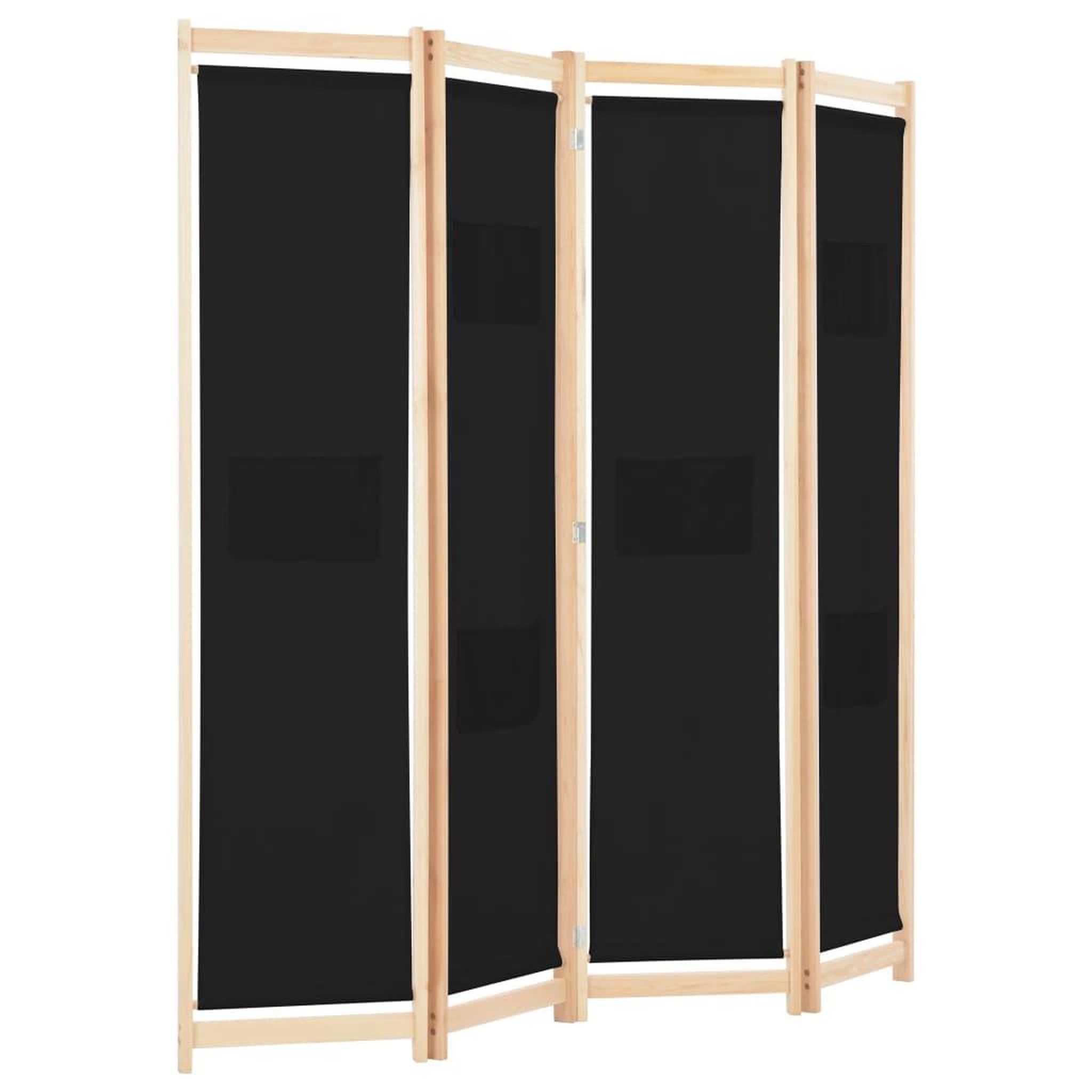 Voir la diapositive 3 : VIDAXL Cloison de separation 4 panneaux Noir 160x170x4 cm Tissu