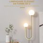 Voir la diapositive 4 : HOMCOM Lampadaire design néo-rétro 2 boules verre blanc opaque max. 25 W piètement marbre blanc acier doré