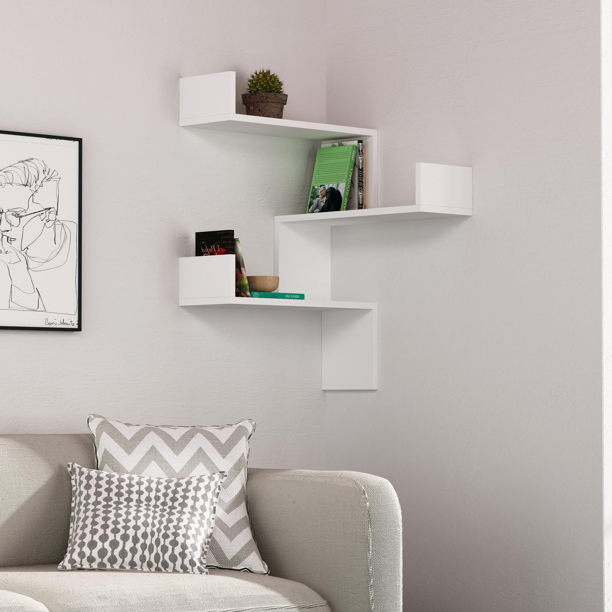 Voir la diapositive 2 : Habitat et Jardin Étagère murale en bois  luksa  - 60 x 60 x 90 cm - blanc