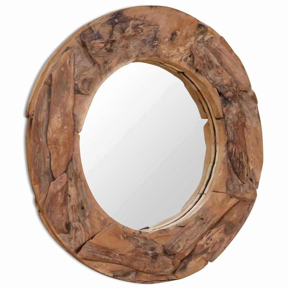VIDAXL Miroir decoratif Teck 80 cm Rond
