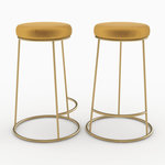 MAISON PAVANE Lot de 2 tabourets pour îlot central 63 cm en velours jaune curry-Kendal