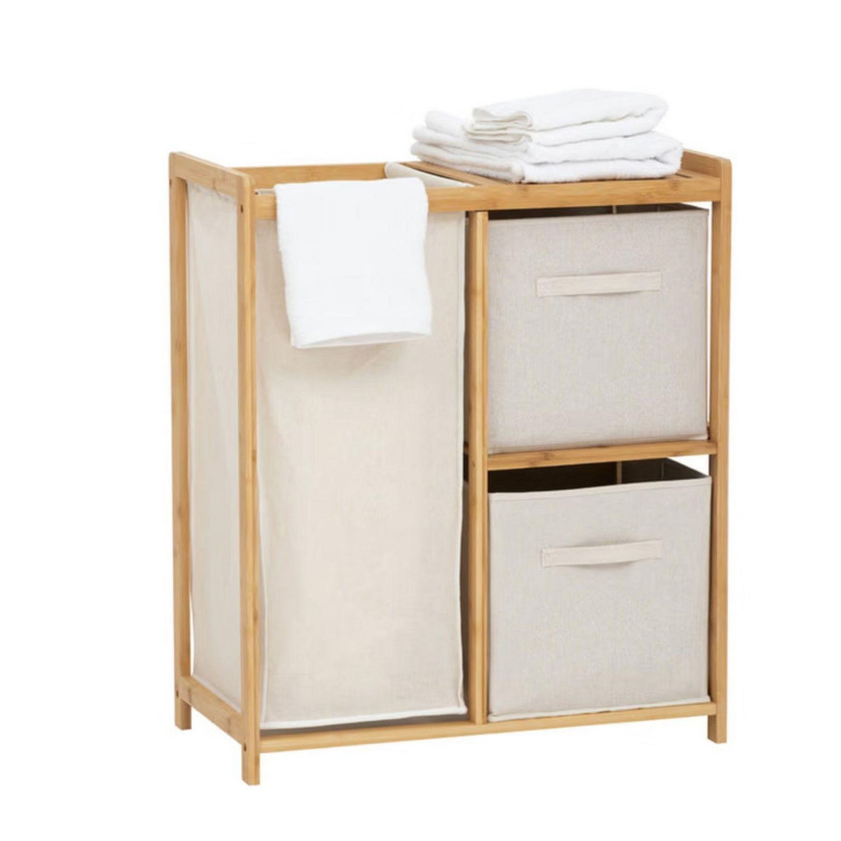 FIVE Étagère avec 1 panier à linge et 2 paniers de rangement TIDY BOX - Beige