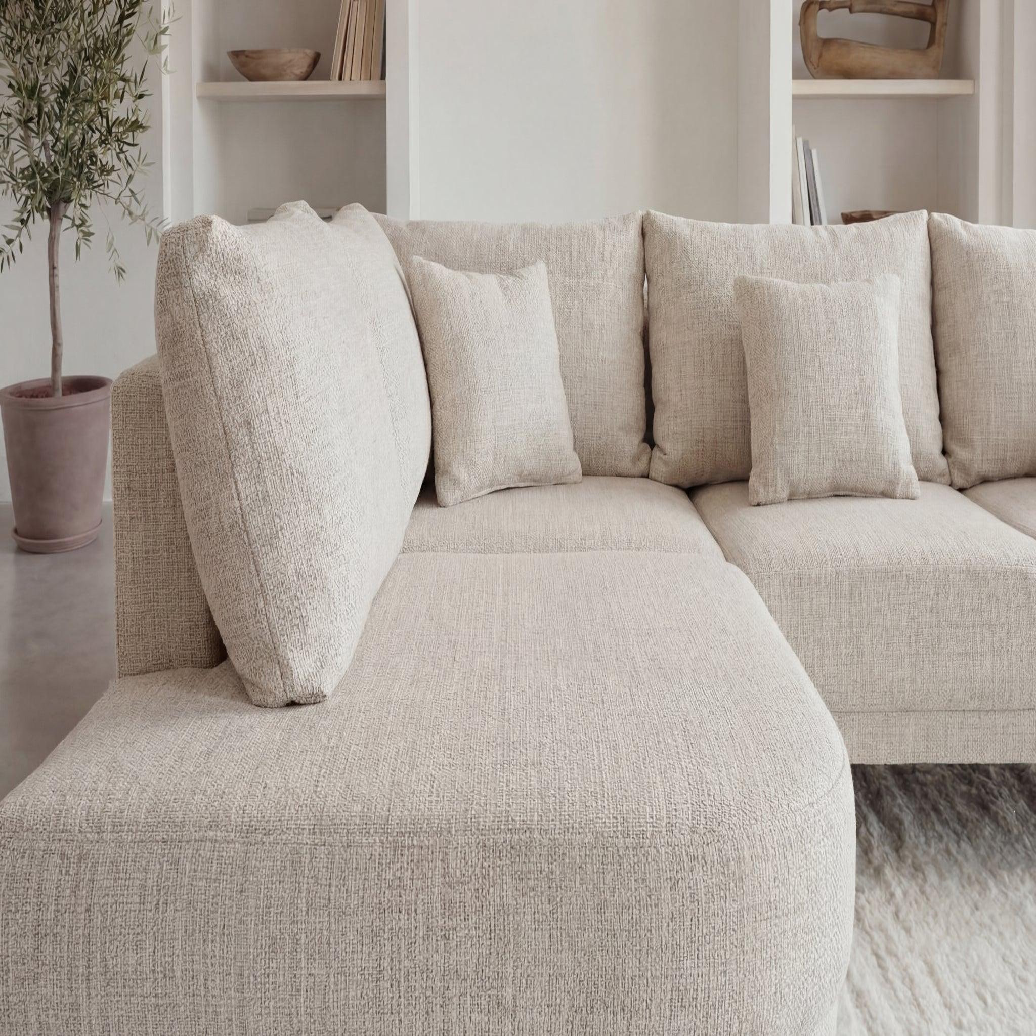 Voir la diapositive 3 : CASANOVA PARIS Bianca - canapé d'angle tissu chenille 4 places