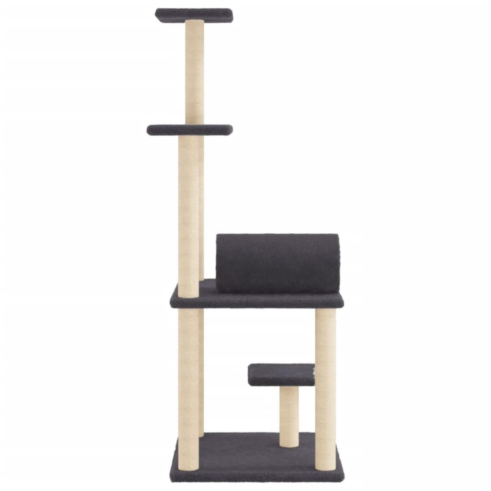 Voir la diapositive 5 : VIDAXL Arbre a chat avec griffoirs en sisal gris fonce 136 cm