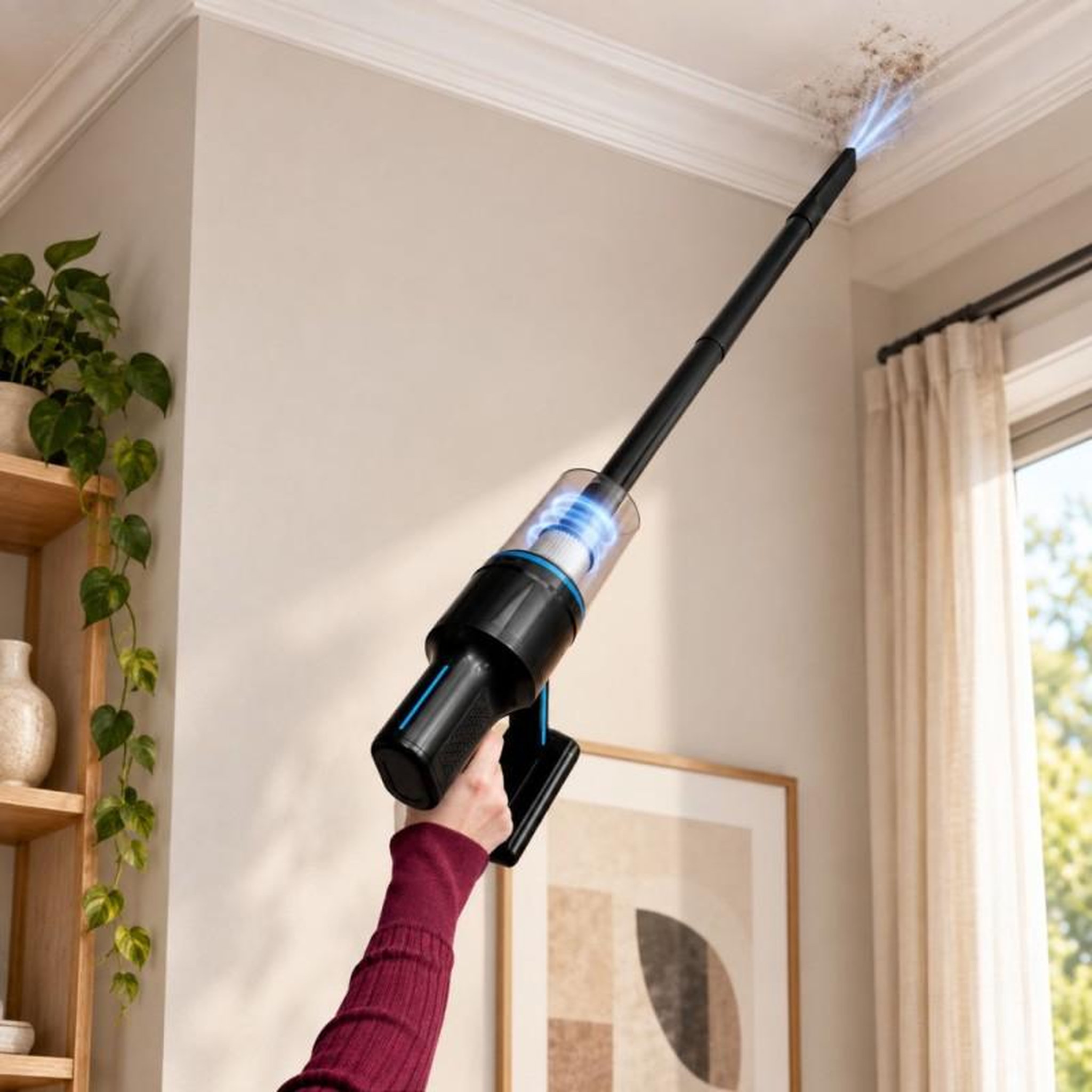 Voir la diapositive 4 : VORTEX Vortex - aspirateur balai 2en1 filaire - 400w - filtre hepa - poignée ergonomique - cordon 5m - noir