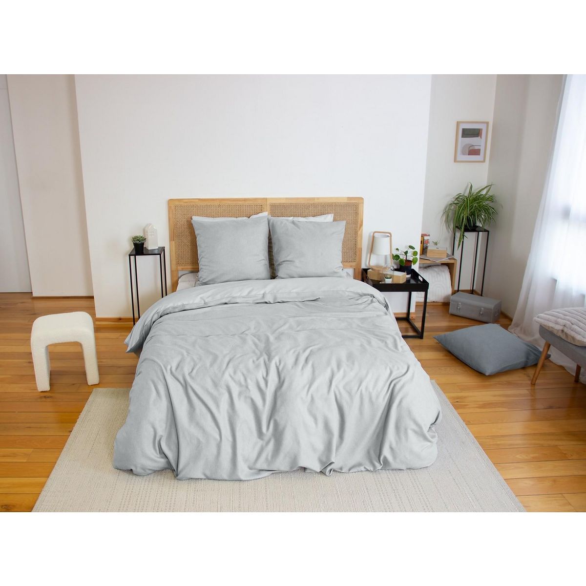 Home collection Parure housse de couette 3pcs 240x220 100% microfibre effet flanelle - c100%dre