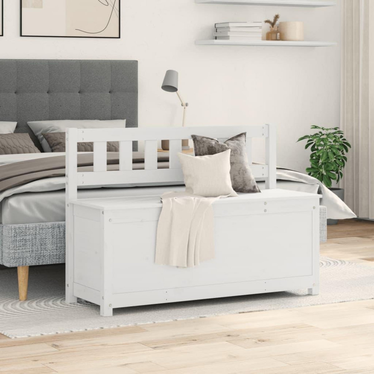 VIDAXL Banc Blanc 110x41x76,5 cm Bois de pin massif