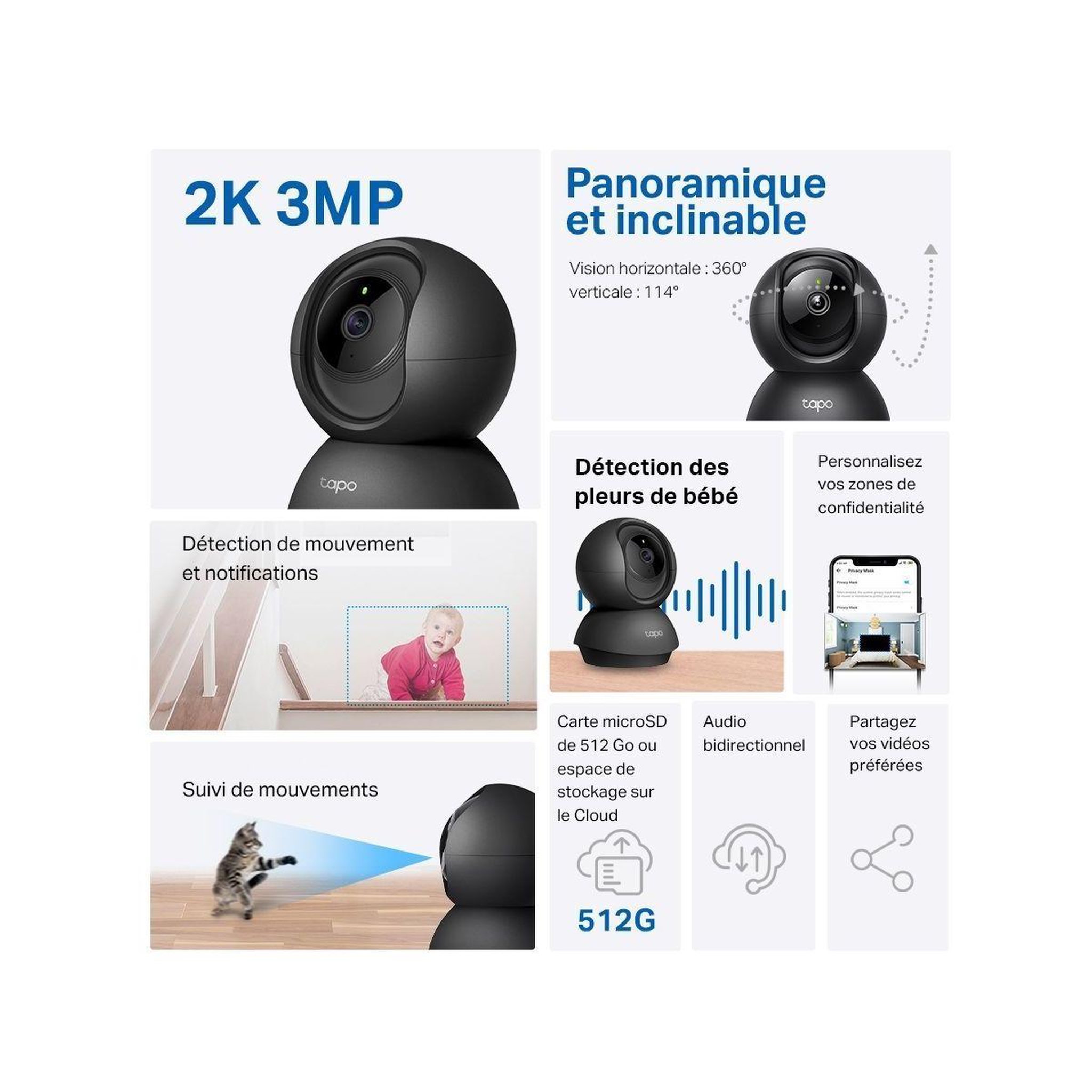 Voir la diapositive 4 : TP-LINK Caméra de surveillance Tapo C211 2K