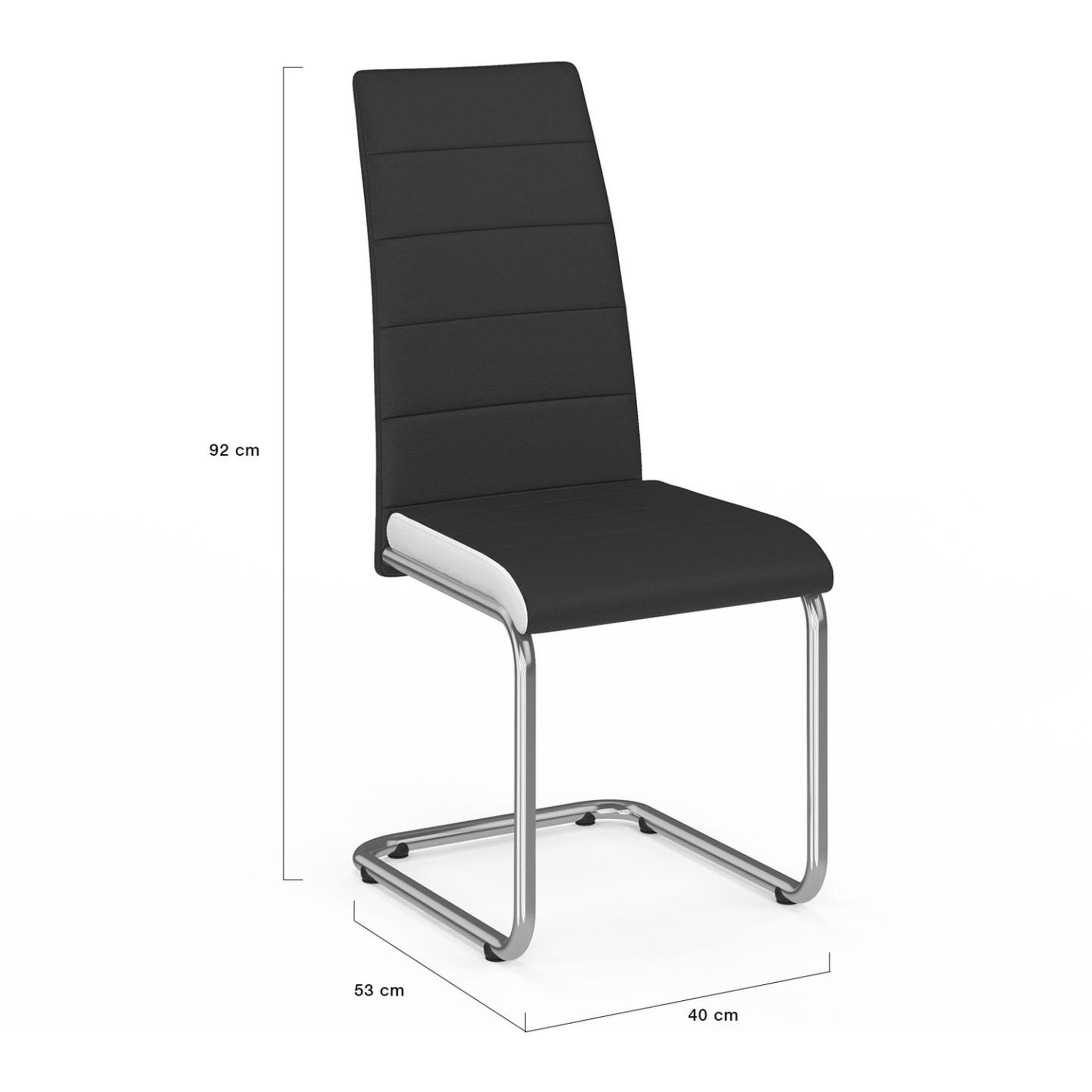 Voir la diapositive 6 : ID MARKET Lot de 4 chaises mia noires liseré blanc pour salle à manger