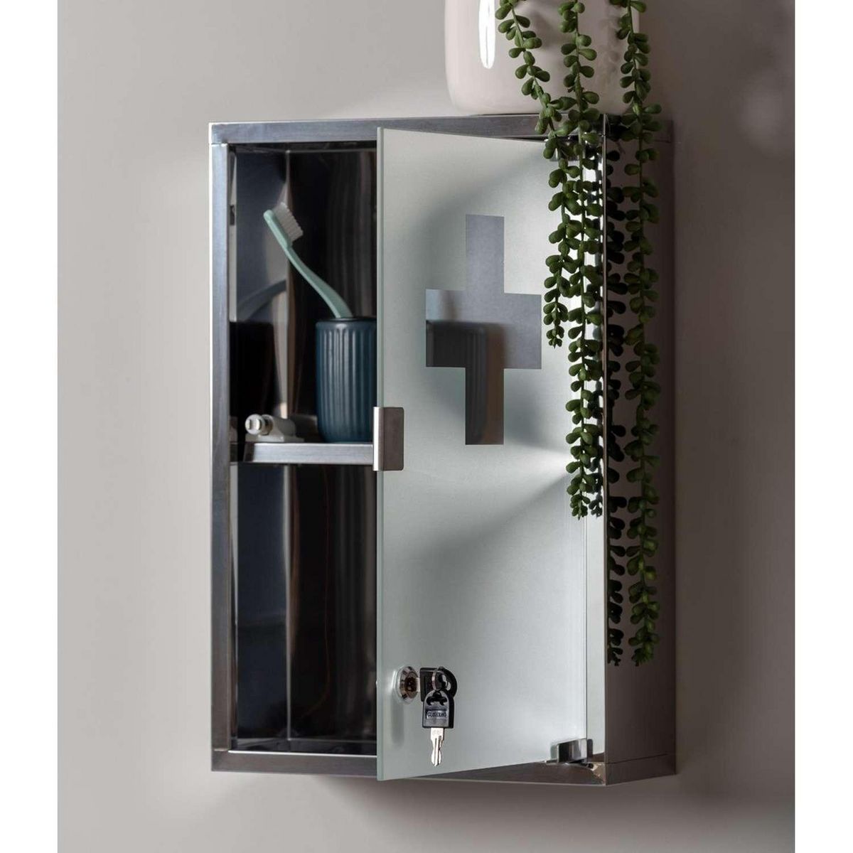 PRESENT TIME Armoire à pharmacie en acier chromé - Gris